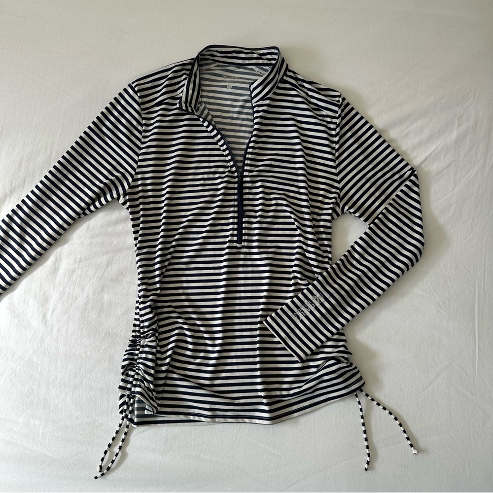 Carve Designs Rashguard in White and Navy Stripe